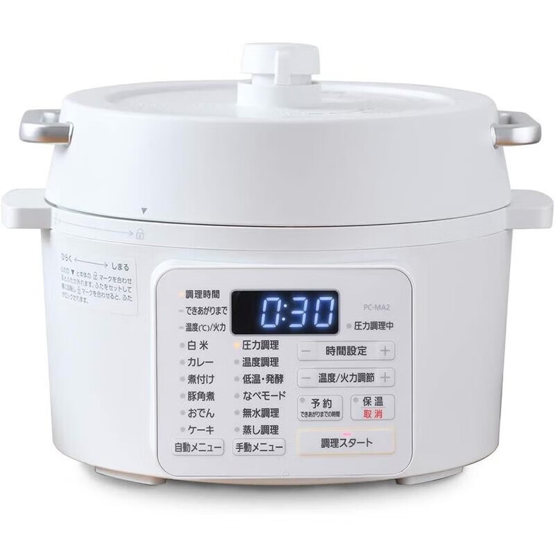 爱丽思（IRIS）【日本直邮】家用电压力锅 搭载多种自动烹饪功能 附带预约功能 可低温烹饪 【需变压器】 PC-MA2-W【白色】【需变压器】 1.4L